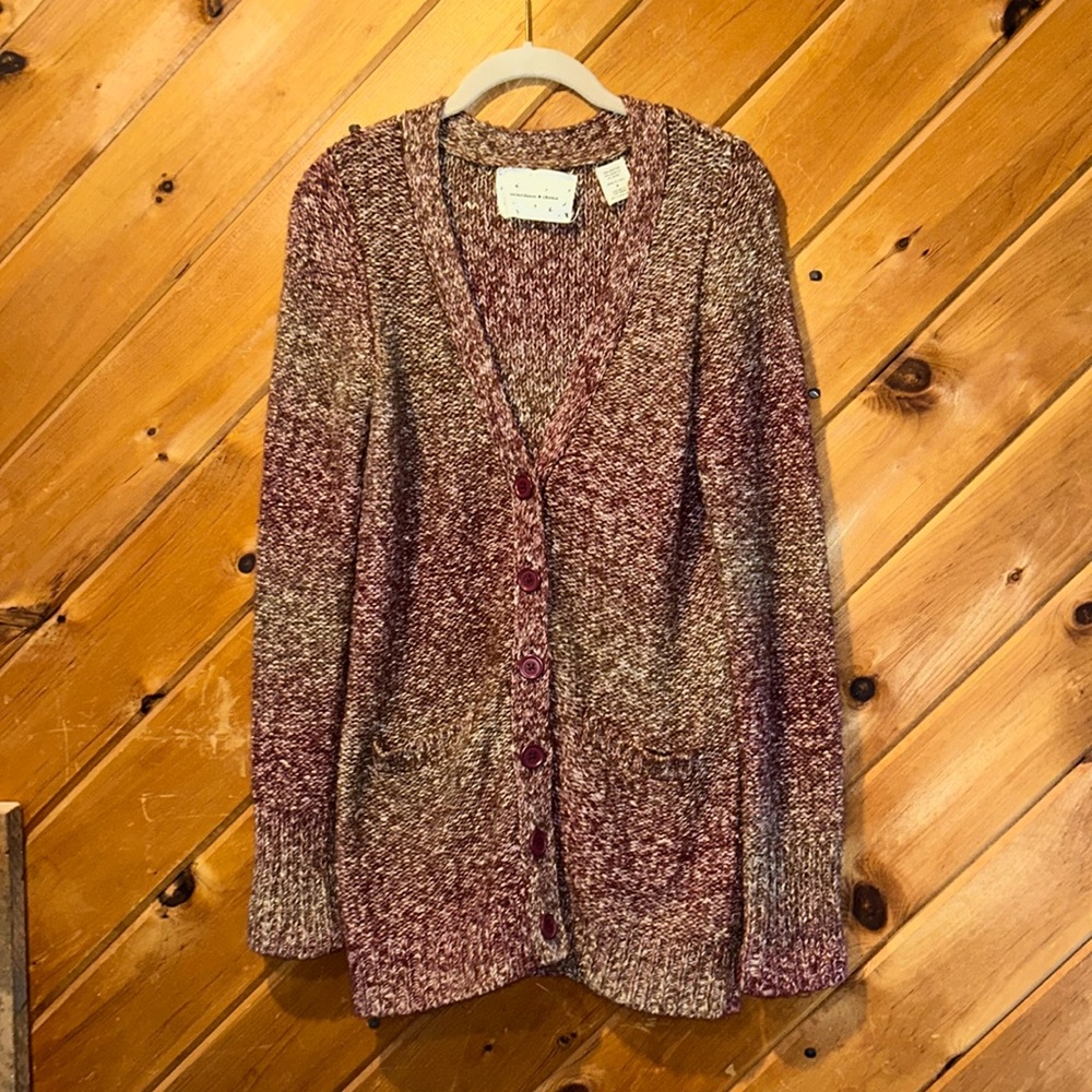 Anthropologie Coincidence & chance maroon ombre wool blend cardigan sweater